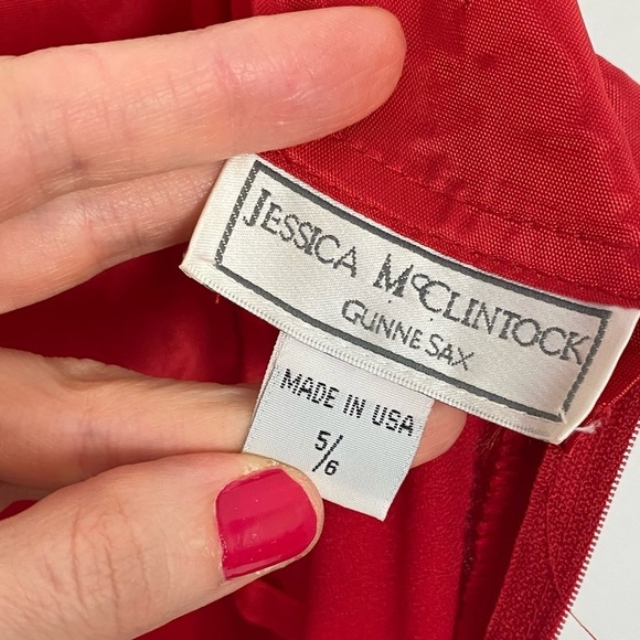 Gunne Sax Dress Size XS Small Vintage 90s Jessica McClintock Red Prom Dress - Picture 12 of 15